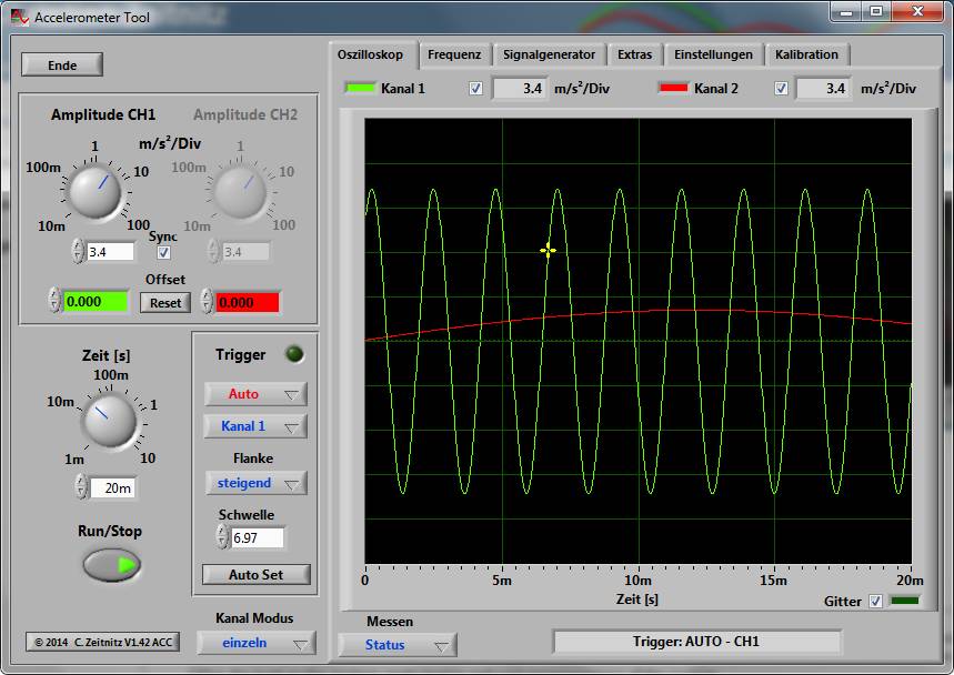 Front panel of the soundcard oscilloscope